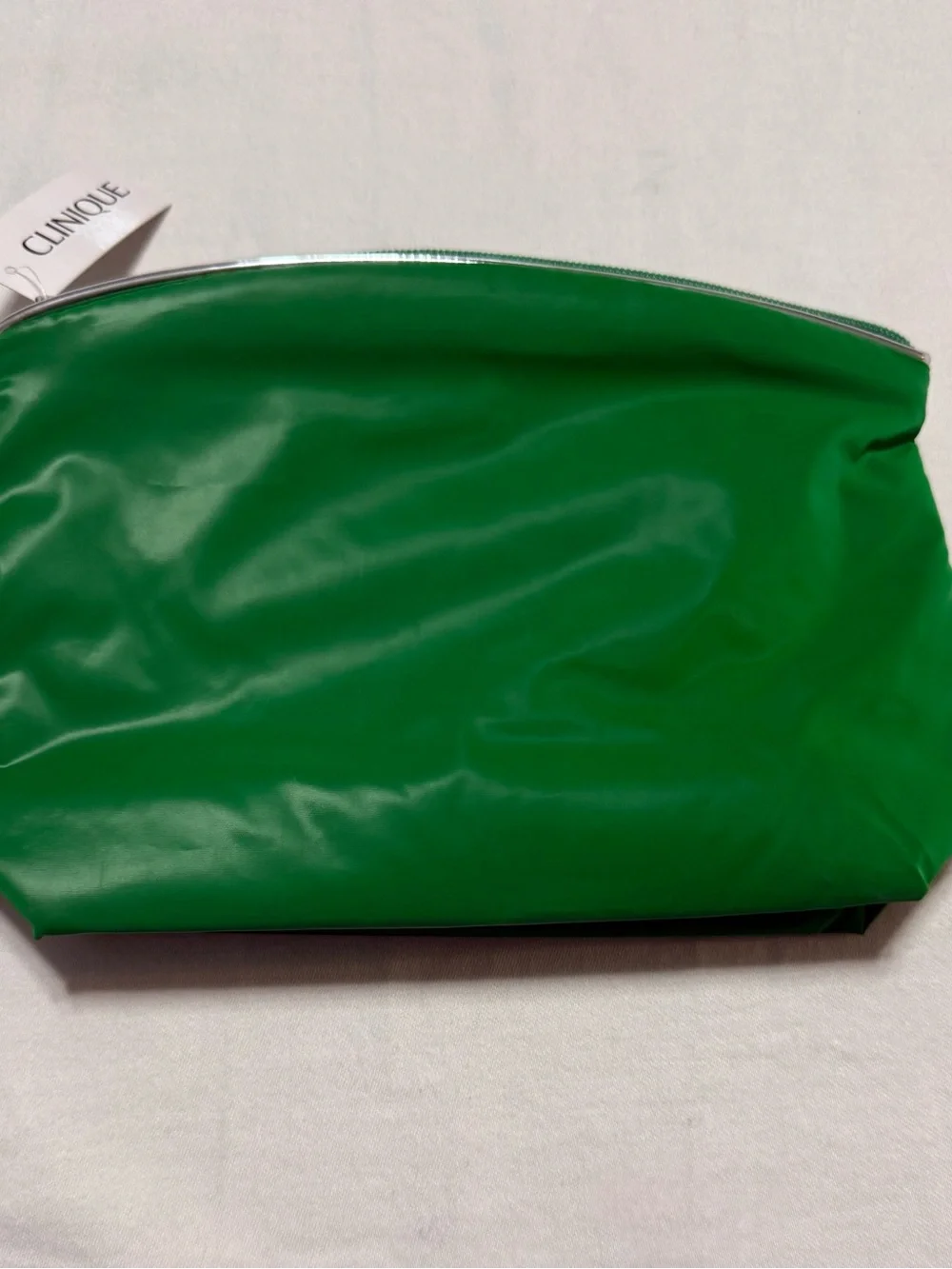 Clinique Emerald Green Cosmetic Case with Silver Emblem